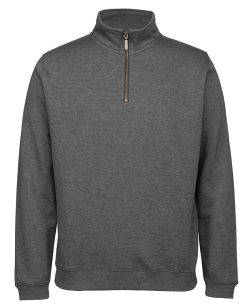 S3FSZ JBs Colours of Cotton Brass Zip Fleecy Pullover Charcoal Marle