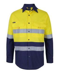 6DNRL-JBs-Wear-LS-Ripstop-D+N-Fishing-Shirt-Yellow-Navy