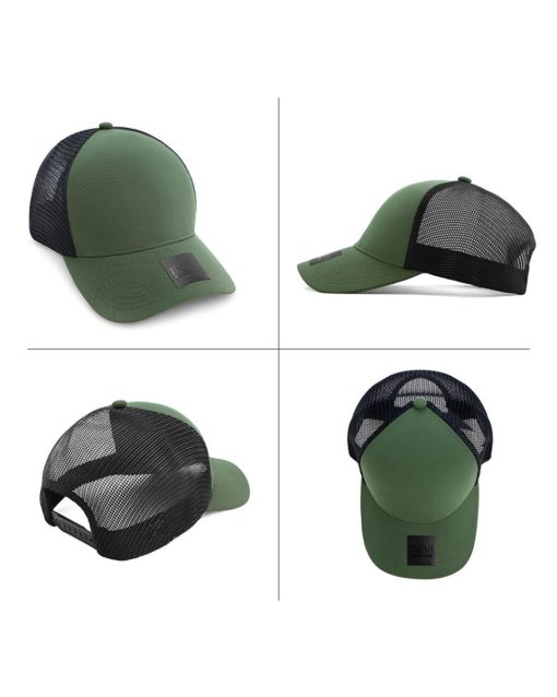 IV102-Grace-Collection-polyester-mesh-olive-green-black-cap-4-view-hero