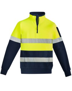 ZT567_Syzmik-Unisex-Hi-Vis-Taped-Pullover-half-zip_Yellow_Navy_01